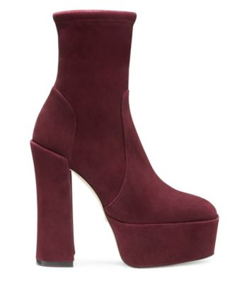 Stuart Weitzman,SKYHIGH 145 PLATFORM BOOTIE,Suede,Leather,Bootie,Party,,Front View