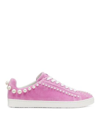 Stuart Weitzman,Goldie Sneaker,Sneaker,Velvet,Cotton Candy,Front View