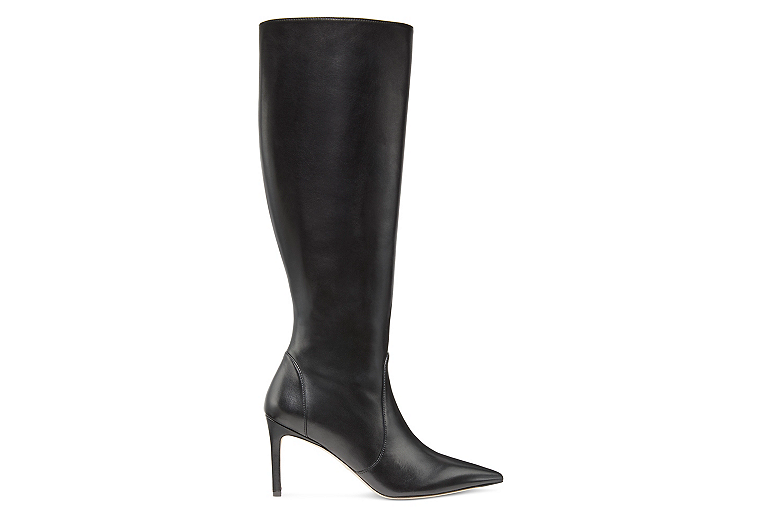 Stuart Weitzman,Stuart 85 Knee-High Zip Boot,Boot,Nappa Leather,Black,Front View