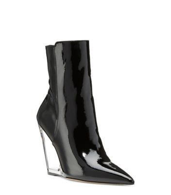 Stuart Weitzman,LUCITE 100 WEDGE BOOTIE,Leather,Bootie,Lucite,Party,Black,Side View