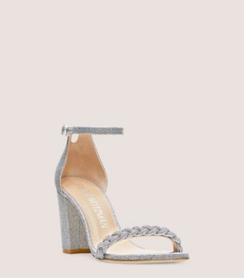 Stuart Weitzman,Nearlynude Highshine Sandal,Sandal,New Noir,Silver,Side View