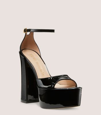 Stuart Weitzman,SKYHIGH 145 PLATFORM SANDAL,Leather,Sandals,Party,Black,Side View