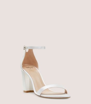 Stuart Weitzman,Disney X SW Nearlynude Sandal,Sandal,Satin & crystal,White & Clear