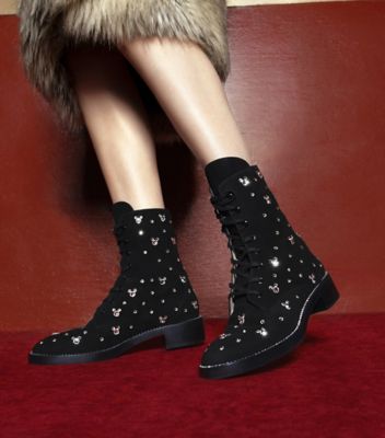 Stuart Weitzman,Disney X SW Sondra Bootie,Bootie,Suede & Swarovski crystals,Black & Clear