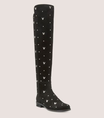 Stuart Weitzman,Botte 5050 Disney X SW,Boot,Suède et cristaux,Noir et transparent,Side View