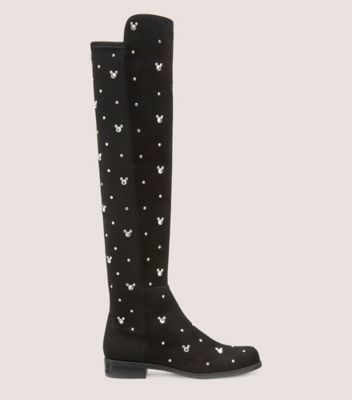 Stuart Weitzman,Botte 5050 Disney X SW,Boot,Suède et cristaux,Noir et transparent