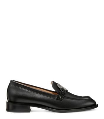 Stuart Weitzman,Disney X SW Palmer Loafer,Loafer,Chiffon calf leather & crystal,Black,Front View