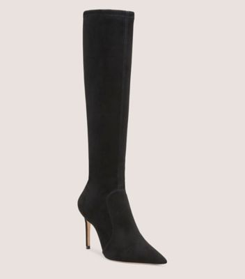 Stuart Weitzman,BOTTE AU GENOU STUART 85,Boot,Suède extensible,Noir,Side View