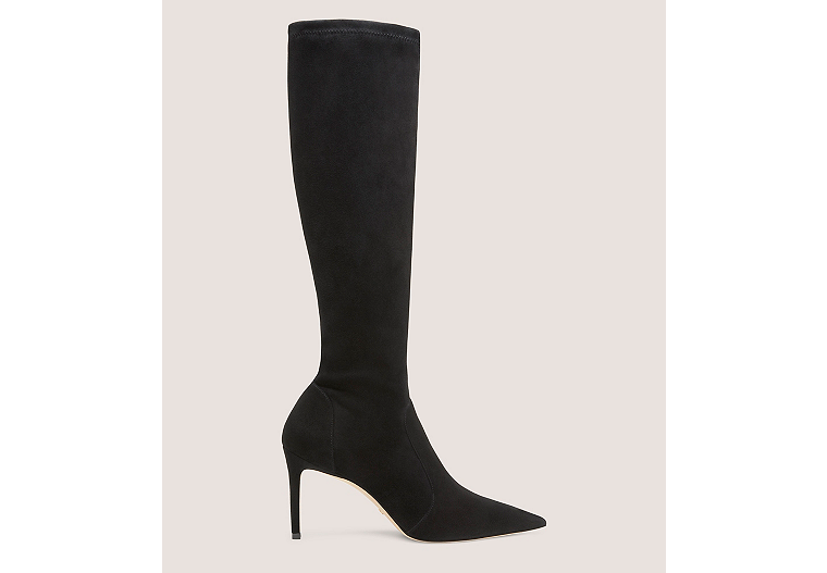 Stuart Weitzman,STUART 85 TO-THE-KNEE BOOT,Boot,Stretch suede,Black,Front View