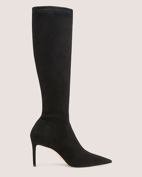 Stuart Weitzman,STUART 85 TO-THE-KNEE BOOT,Boot,Stretch suede,Black,Front View