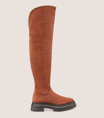 Stuart Weitzman,Bedford Over-The-Knee Boot,Boot,Hydro sport suede & shearling,Cappuccino/Cream,Front View