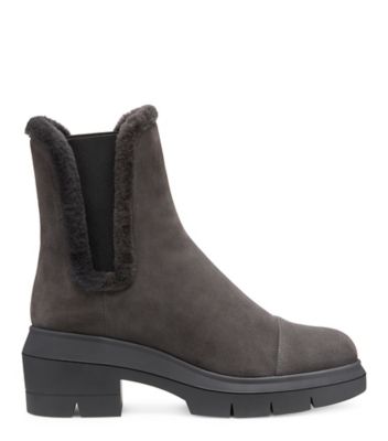 Stuart Weitzman,Norah Chill Bootie,Bootie,Hydro sport suede & shearling,Slate Gray,Front View