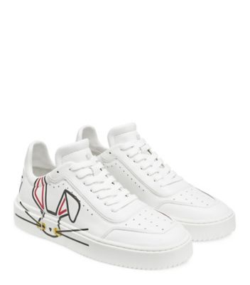 Stuart Weitzman,Lunar Rabbit Sneaker,Flat,Printed action leather,White,Angle View