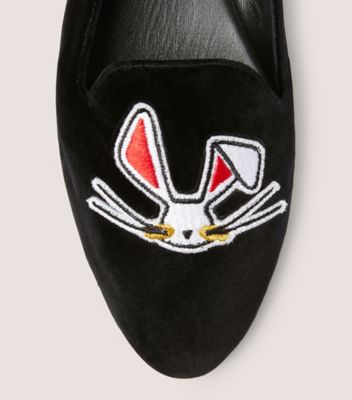 Stuart Weitzman,Lunar Rabbit Loafer,Loafer,Velvet,Black,top down View