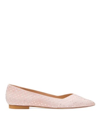 Stuart Weitzman,Anny Shine Flat,Flat,Suede & crystal,Ballet & Clear