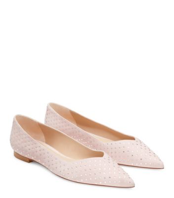 Stuart Weitzman,Anny Shine Flat,Flat,Suede & crystal,Ballet & Clear