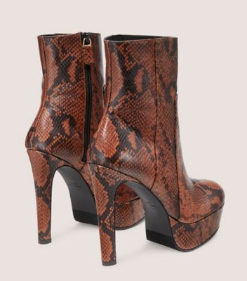 Stuart Weitzman,DANCEFLOOR 130 BOOTIE,Leather,Rubber,Bootie,Party,Brown