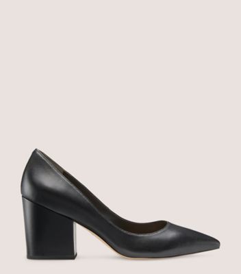 Stuart Weitzman,AVENUE 75 SLEEK BLOCK PUMP,Nappa Leather,Rubber,Pumps,Work,Black