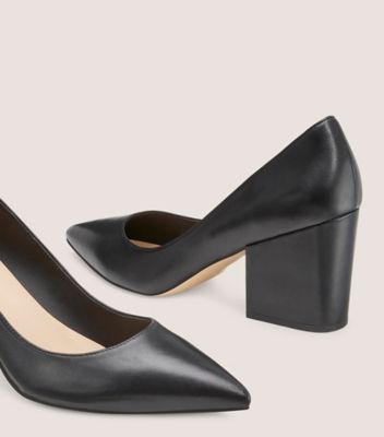 Stuart Weitzman,AVENUE 75 SLEEK BLOCK PUMP,Nappa Leather,Rubber,Pumps,Work,Black