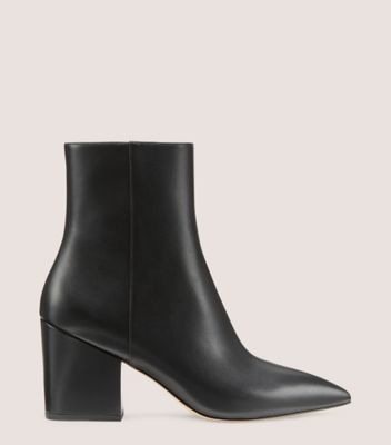 Stuart Weitzman,Bottine à talon bloc Avenue 75,Bootie,Cuir,Noir,Front View