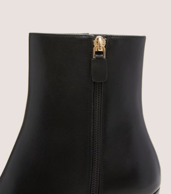 Stuart Weitzman,Bottine à talon bloc Avenue 75,Bootie,Cuir,Noir