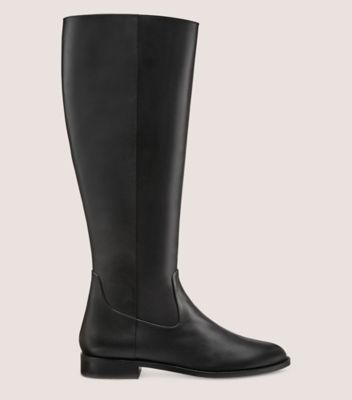 Stuart Weitzman,EQUESTRIAN ZIP BOOT,Leather,Rubber,Riding,Casual,Black,Front View