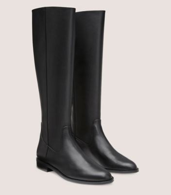 Stuart Weitzman,EQUESTRIAN ZIP BOOT,Leather,Rubber,Riding,Casual,Black,Angle View