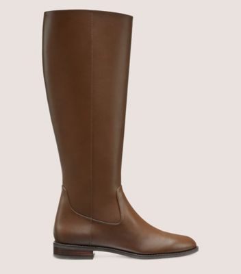 Stuart Weitzman,EQUESTRIAN ZIP BOOT,Leather,Rubber,Riding,Casual,Brown,Front View