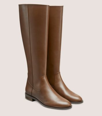 Stuart Weitzman,EQUESTRIAN ZIP BOOT,Leather,Rubber,Riding,Casual,Brown