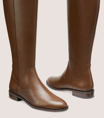 Stuart Weitzman,EQUESTRIAN ZIP BOOT,Leather,Rubber,Riding,Casual,Brown