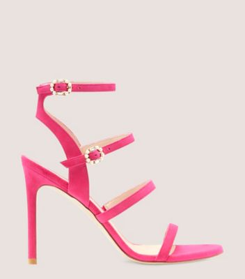 Stuart Weitzman,Sandales gladiateur Dazzle 100,Sandal,Suède,Rose vif pivoine