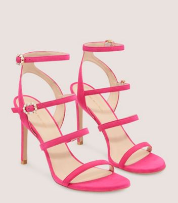 Stuart Weitzman,Dazzle Gladiator 100 Sandal,Sandal,Suede,Peonia Hot Pink