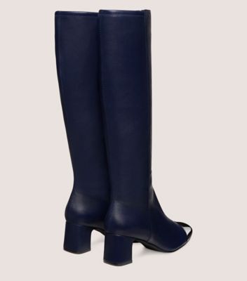 Stuart Weitzman,MILLA 60 KNEE-HIGH BOOT,Boot,Nappa & patent leather,Navy Blue & Black,Back View