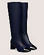 Stuart Weitzman,MILLA 60 KNEE-HIGH BOOT,Boot,Nappa & patent leather,Navy Blue & Black,Angle View