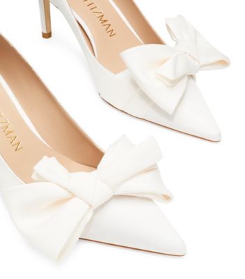 Stuart Weitzman,Stuart Loveknot 75 Pump,Pump,Satin blend,Ivory,Detailed View