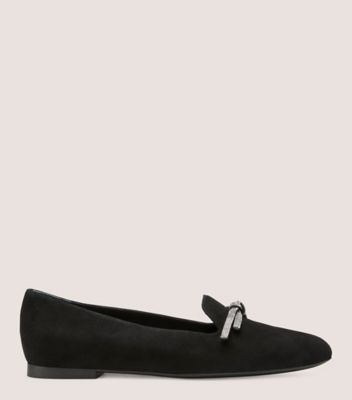 Stuart Weitzman,SW Bow Loafer,Loafer,Suede,Black,Front View