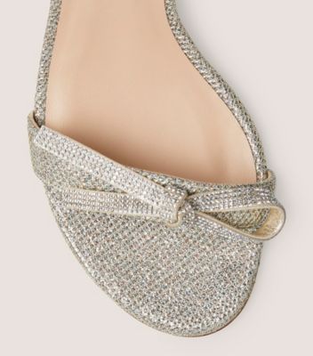 Stuart Weitzman,NEARLYNUDE SW BOW SANDAL,Silver,top down View