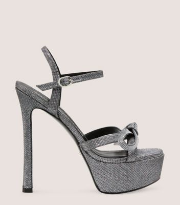 Stuart Weitzman,SW Mega Bow Platform Sandal,Sandal,New Noir,Gunmetal,Front View