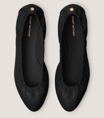 Stuart Weitzman,GABBY SCRUNCH RIVET FLAT,Flat,Nappa Leather,Black,Top View