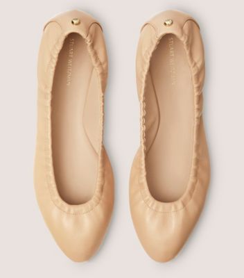 Stuart Weitzman,GABBY SCRUNCH RIVET FLAT,Flat,Nappa Leather,Golden Beige,Top View