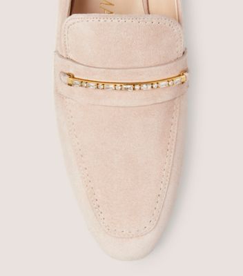 Stuart Weitzman,Crystal Deco Jet Loafer,Loafer,Sport Suede,Cipria,top down View