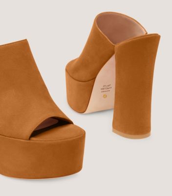 Stuart Weitzman,Mule à plateforme Skyhigh 145,Sandal,Suède,Nougat