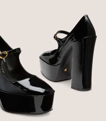 Stuart Weitzman,SKYHIGH 145 MARY JANE PLATFORM PUMP,Pumps,Fabric,Party,Black