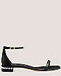 Stuart Weitzman,Nudistcurve Pearl Flat Sandal,Sandal,Iridescent patent leather,Black,Front View