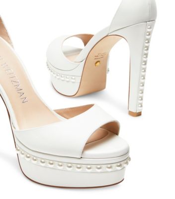 Stuart Weitzman,Discoplatform Pearl Sandal,Sandal,Leather,White