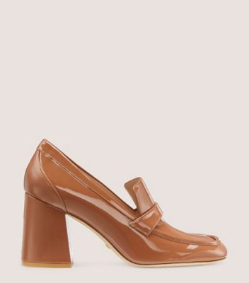 Stuart Weitzman,SLEEK 85 LOAFER,Loafer,Patent leather,Cappuccino