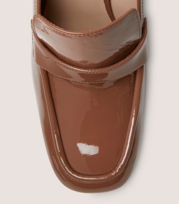 Stuart Weitzman,SLEEK 85 LOAFER,Loafer,Patent leather,Cappuccino,top down View