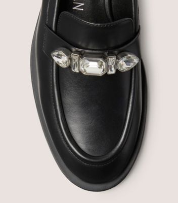 Stuart Weitzman,Palmer Pendant Loafer,Loafer,Smooth Leather,Black,top down View