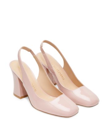 Stuart Weitzman,Curveblock 85 Slingback Pump,Pump,Patent leather,Ballet,Angle View