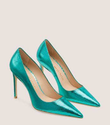Stuart Weitzman,STUART 100 PUMP,Turquoise,Angle View